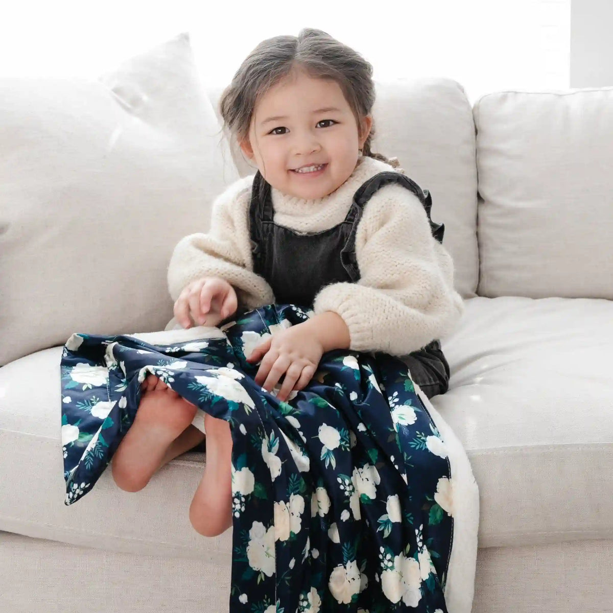 Ivory Rose Blossom Satin Back Receiving Blanket