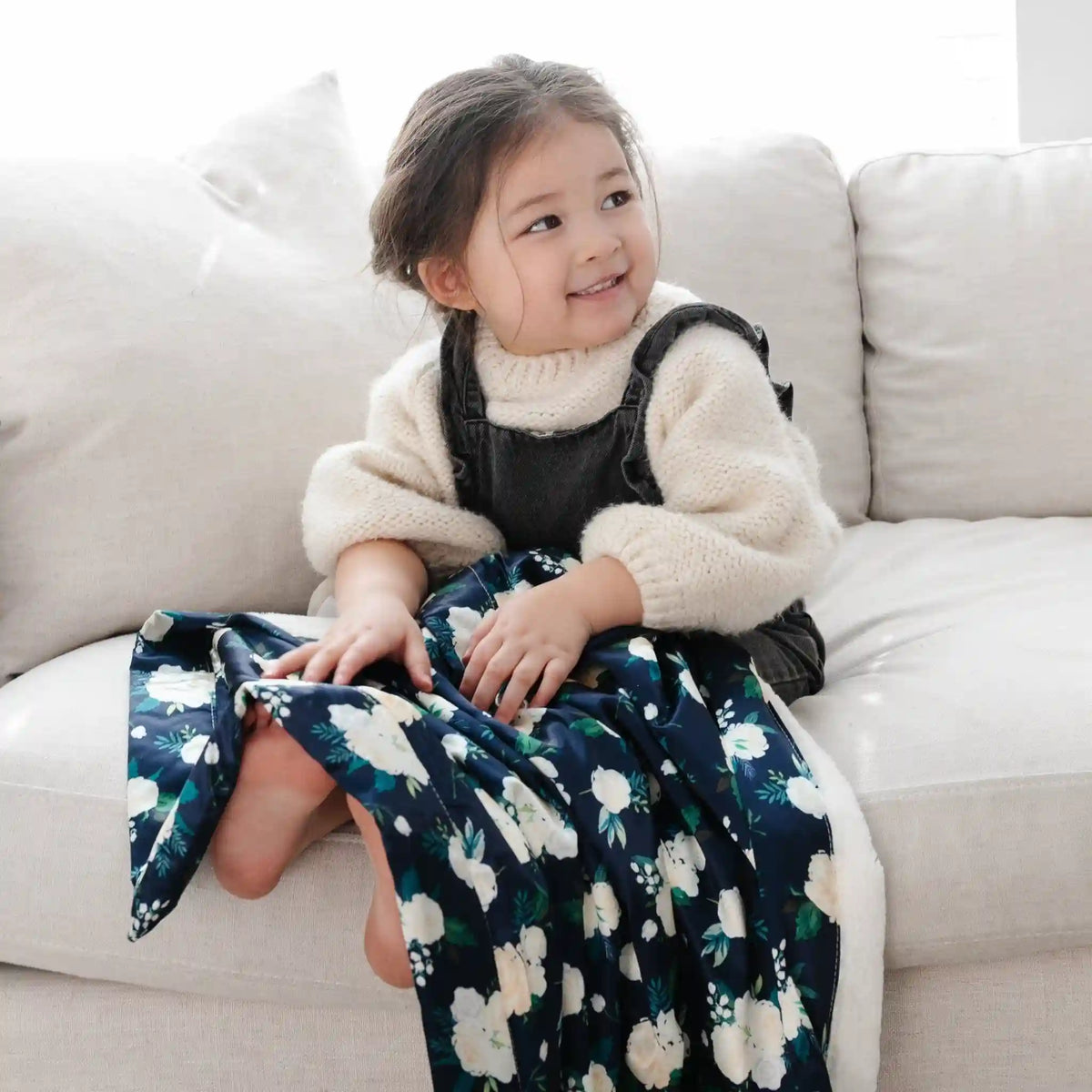 Ivory Rose Blossom Satin Back Receiving Blanket
