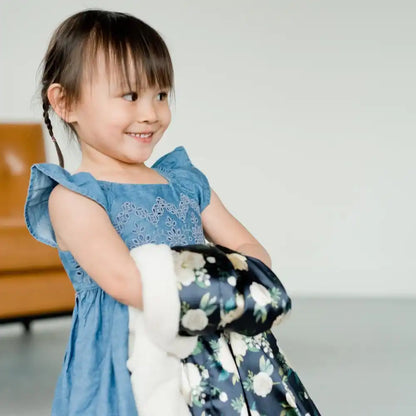 Ivory Rose Blossom Satin Back Receiving Blanket