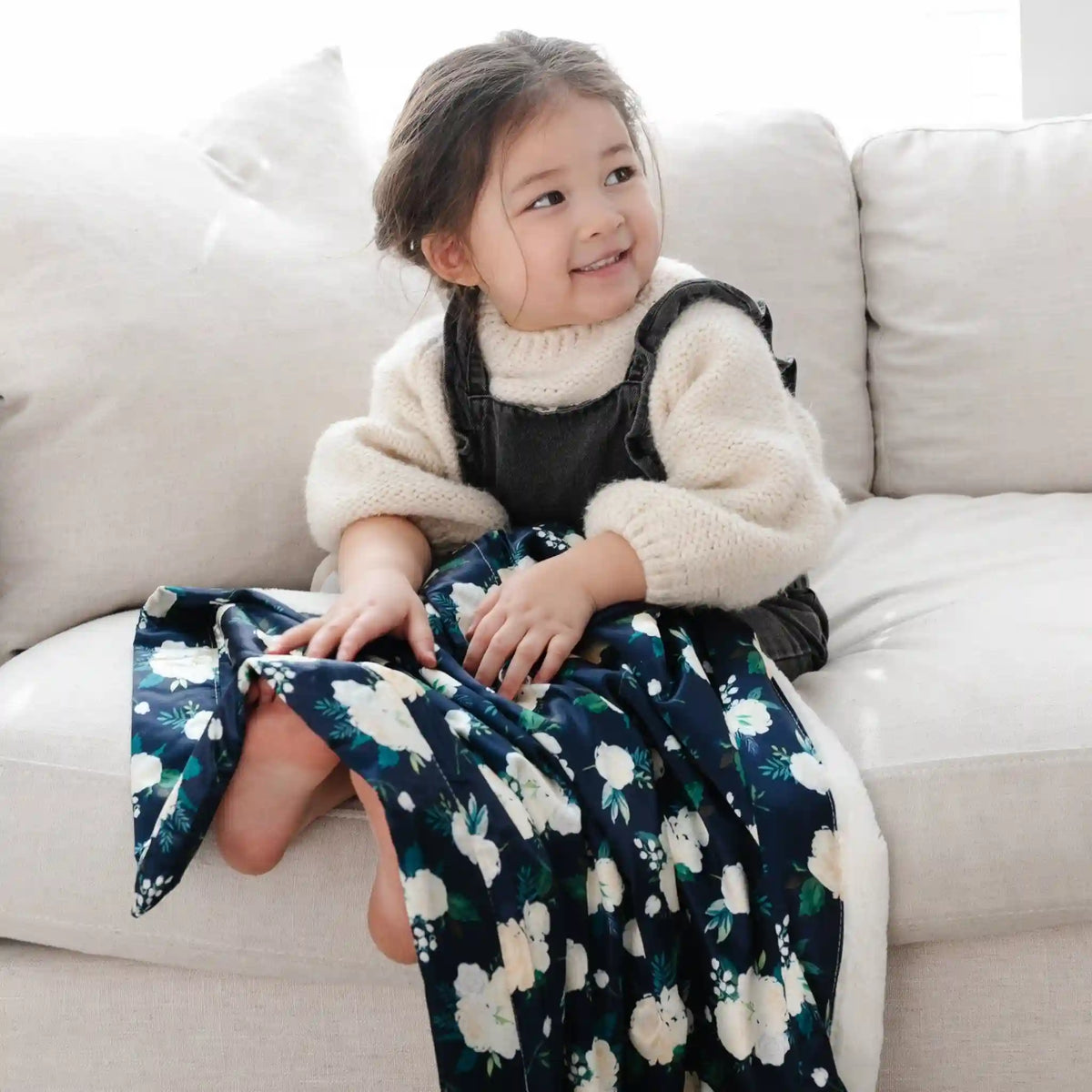 Ivory Rose Blossom Satin Back Toddler Blanket