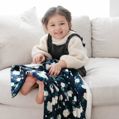 Ivory Rose Blossom Satin Back Toddler Blanket