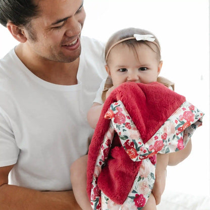 Raspberry Floral Satin Back Mini Blanket