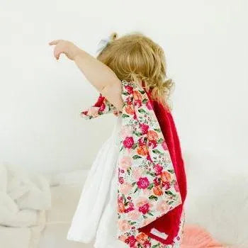 Raspberry Floral Satin Back Mini Blanket
