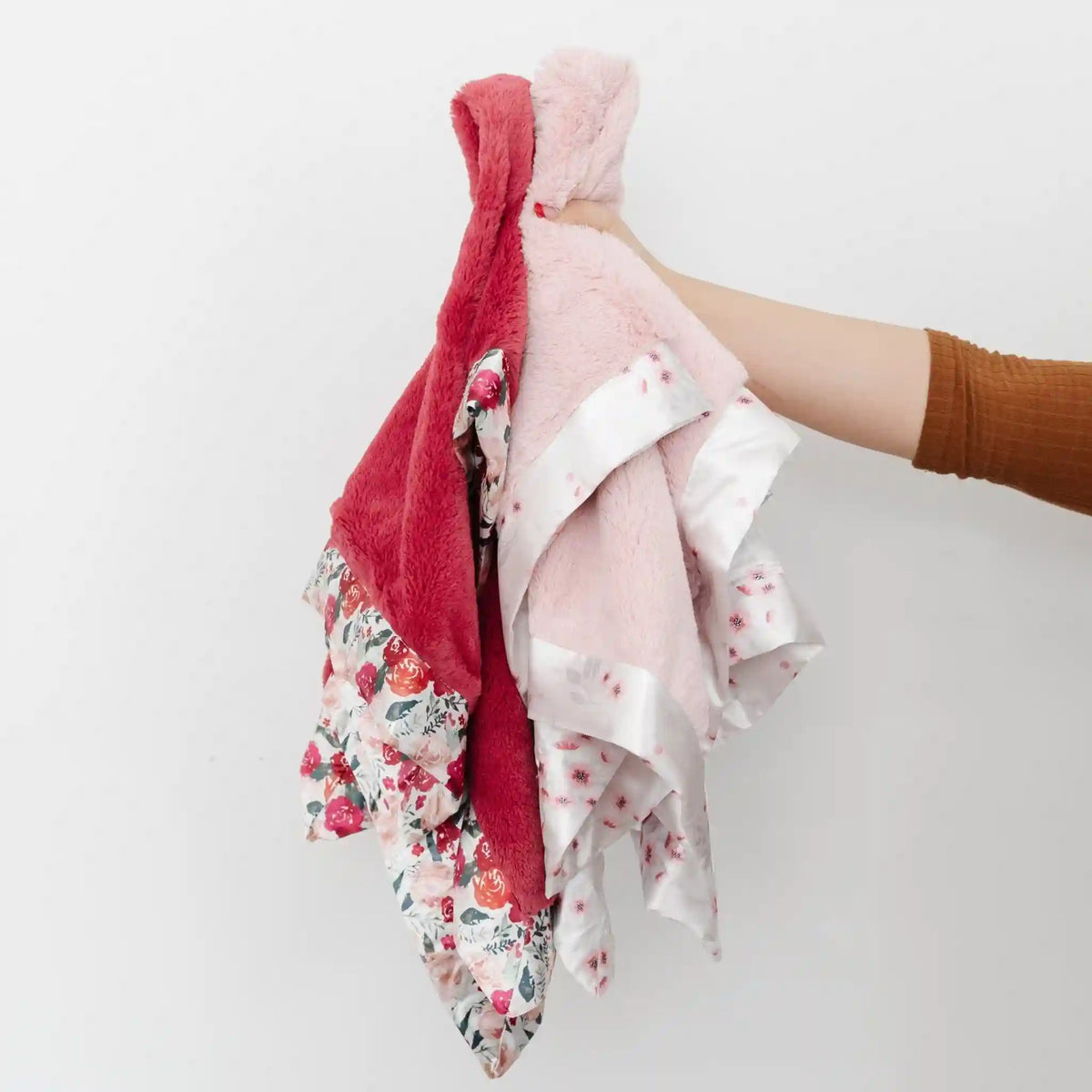 Raspberry Floral Satin Border Receiving Blanket